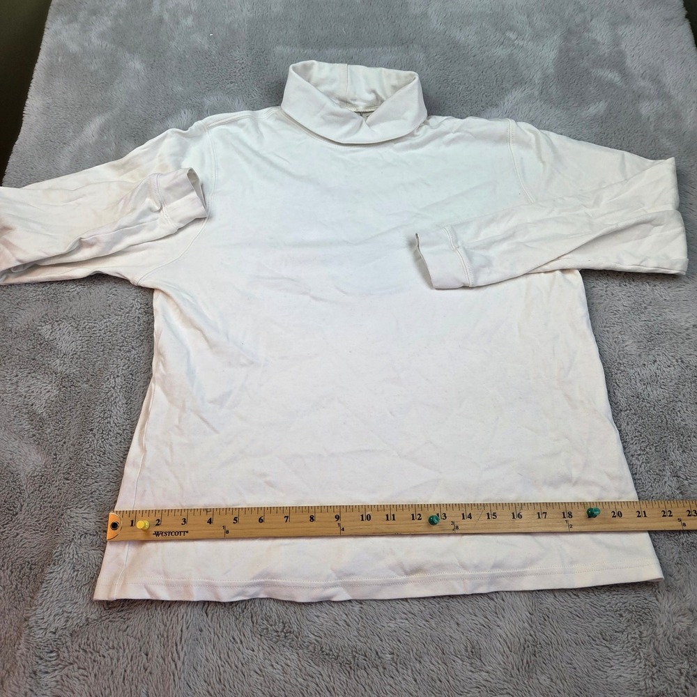 L.L.‎ Bean Cotton Turtleneck Womens XL Long Sleeve Ribbed Cuffs Off White Cream